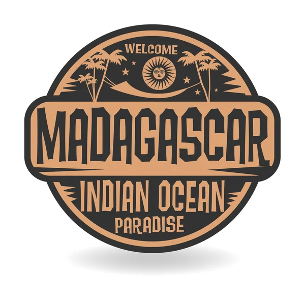 Sello o etiqueta con el nombre de Madagascar, Océano Índico — Vector de stock