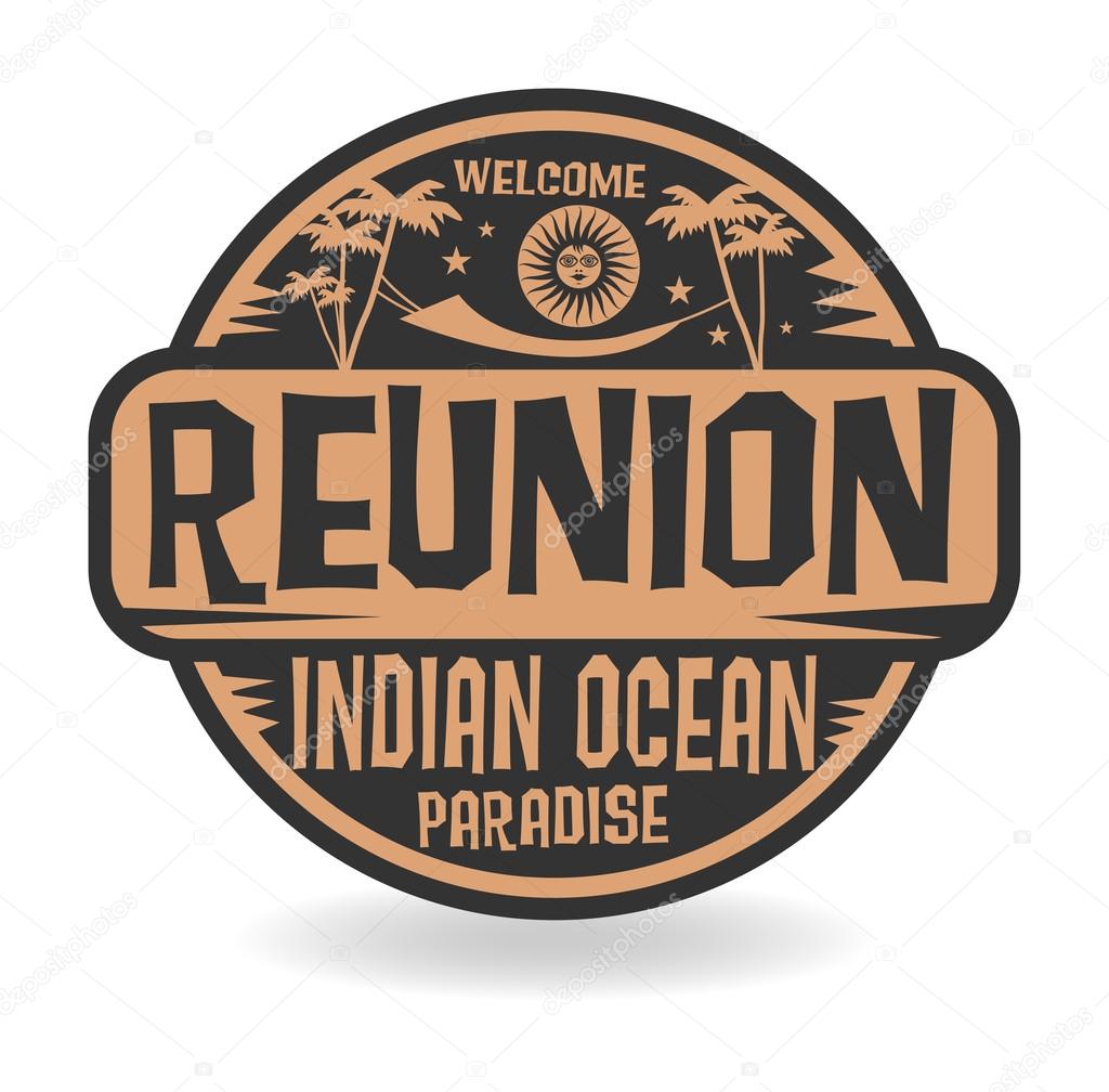 Stamp or label with the name of Reunion, Indian Ocean