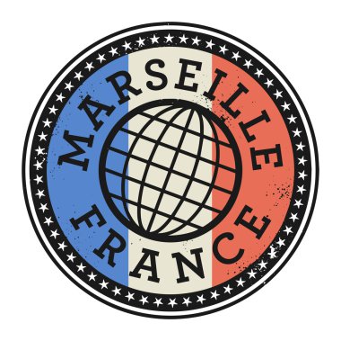Grunge lastik damga metni Marseille, Fransa