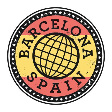 Grunge lastik damga metni Barcelona, İspanya