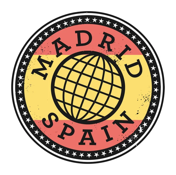 Grunge timbro di gomma con il testo Madrid, Spagna — Vettoriale Stock