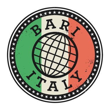 Grunge lastik damga metni Bari, İtalya