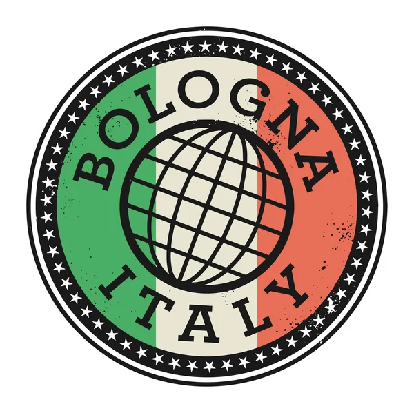 与文本，意大利博洛尼亚 grunge 橡皮戳 — 图库矢量图片