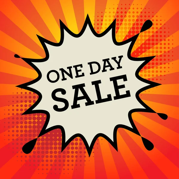 Explosión del cómic con texto One Day Sale — Vector de stock