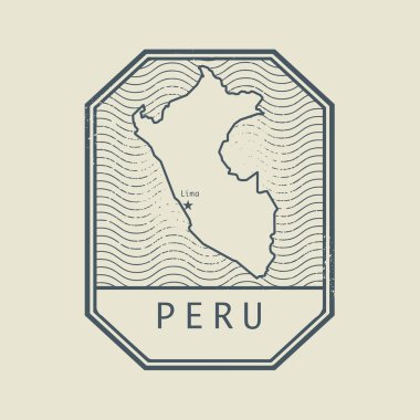 Peru Haritası ve adı ile pul
