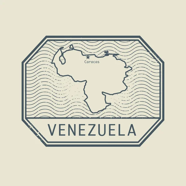 Stamp with the name and map of Venezuela — Stock Vector