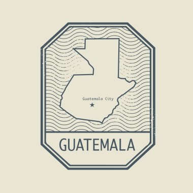 Guatemala Haritası ve adı ile pul