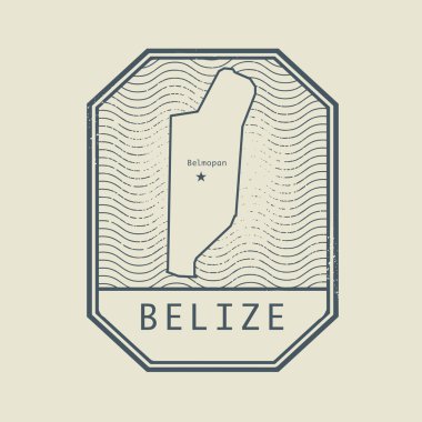 Belize Haritası ve adı ile pul
