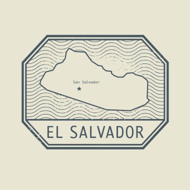 El Salvador Haritası ve adı ile pul