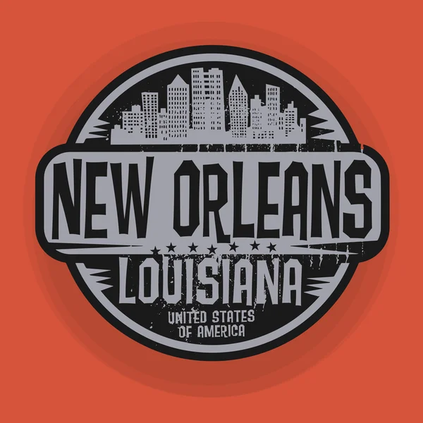 Sello o etiqueta con el nombre de New Orleans, Louisiana — Archivo Imágenes Vectoriales