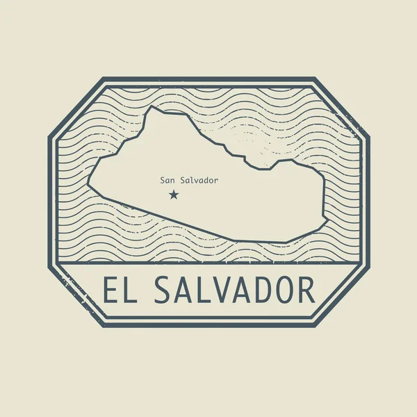Briefmarke mit dem Namen und der Karte von El Salvador — Stockvektor