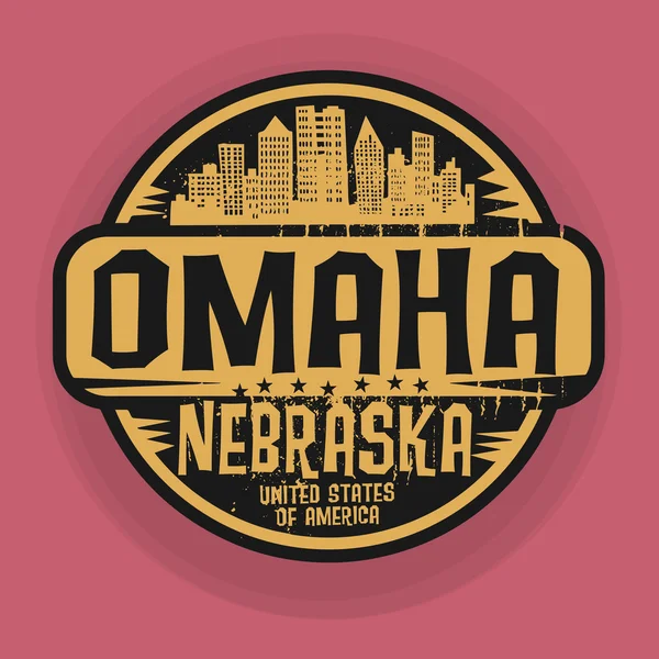Stämpel eller etikett med namn i Omaha, Nebraska — Stock vektor