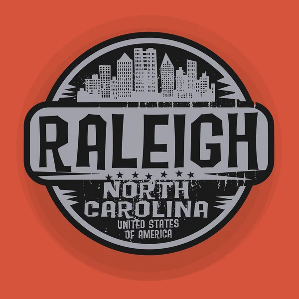 Carimbo ou rótulo com o nome de Raleigh, Carolina do Norte — Vetor de Stock