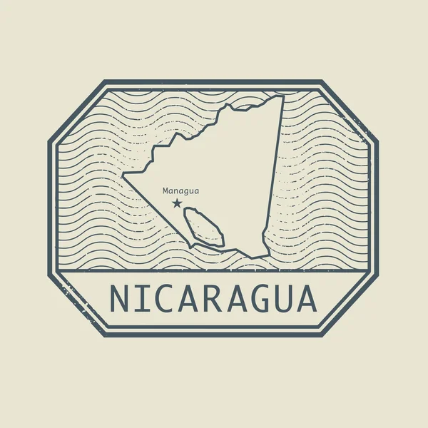 Stempel met de naam en de kaart van Nicaragua — Stockvector