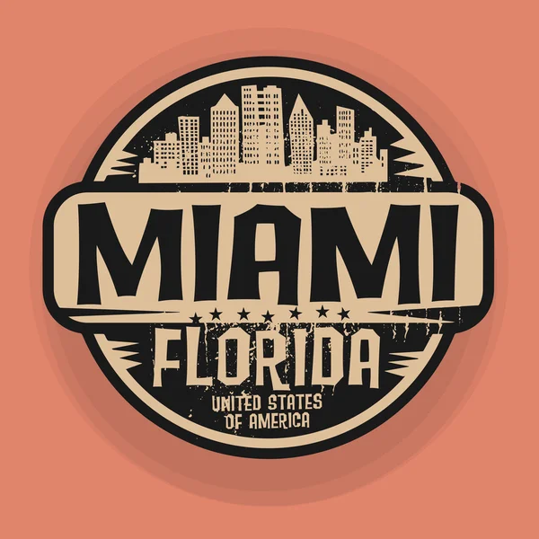 Sello o etiqueta con el nombre de Miami, Florida — Vector de stock