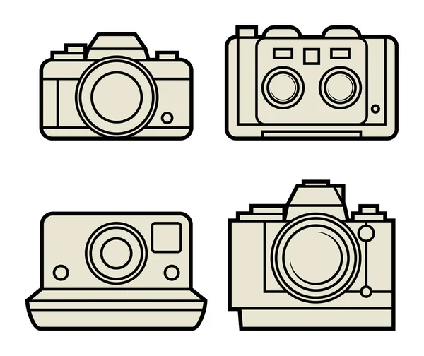 Retro photo camera set, vector illustration — Wektor stockowy