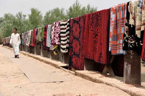 Traditional berber carpets drying in open air — Stok fotoğraf