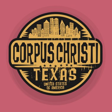 Stamp or label with name of Corpus Christi, Texas clipart