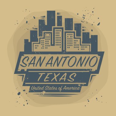 Damga veya etiket San Antonio, Teksas'ın adıyla