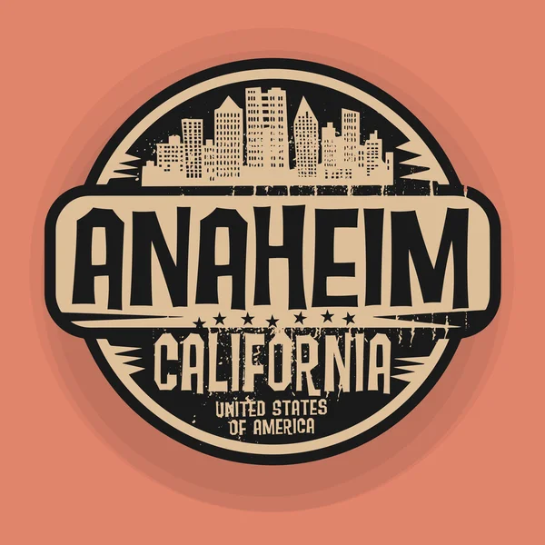 Francobollo o etichetta con il nome di Anaheim, California — Vettoriale Stock