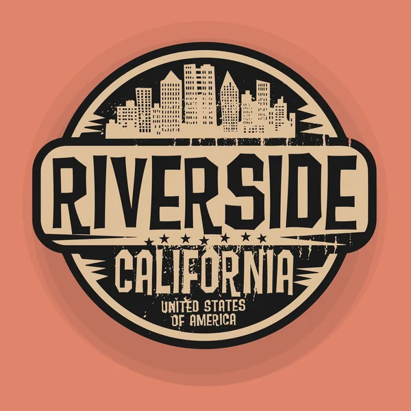 Sello o etiqueta con el nombre de Riverside, California — Vector de stock