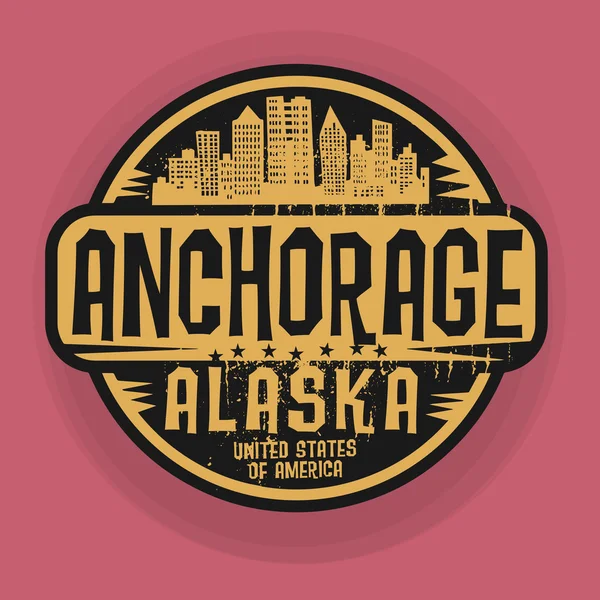 Sello o etiqueta con el nombre de Anchorage, Alaska — Vector de stock