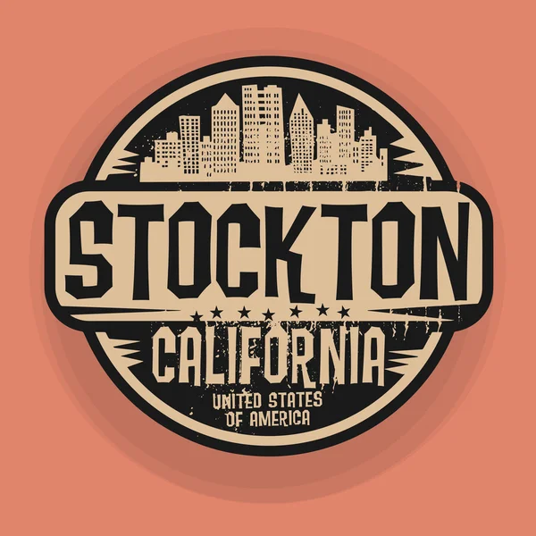 Stamp or label with name of Stockton, California — Stock Vector