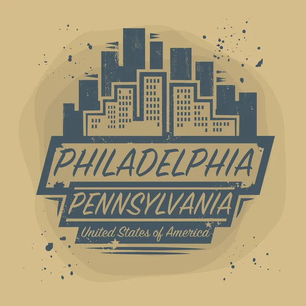 Stempel of label met de naam van Philadelphia (Pennsylvania) — Stockvector