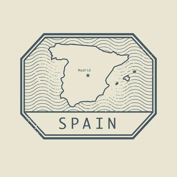 Carimbo com o nome e mapa de Espanha — Vetor de Stock