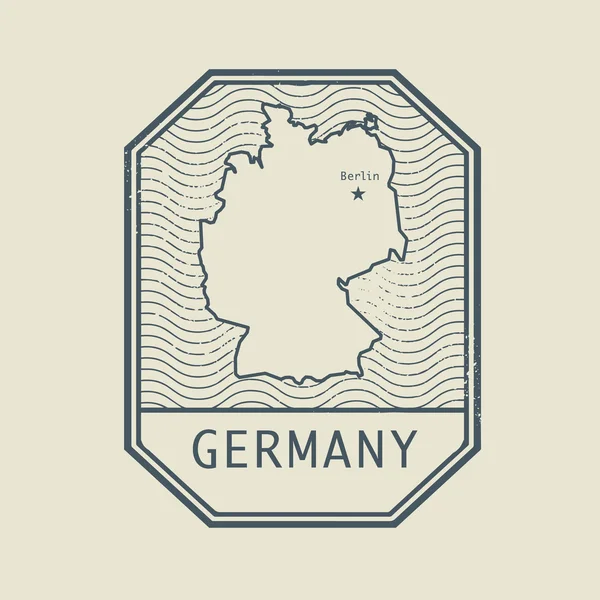 Stämpla med namn och karta över Tyskland — Stock vektor