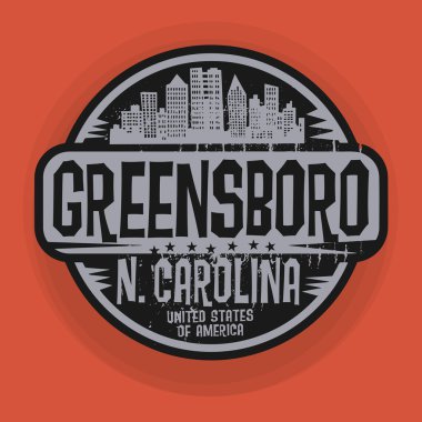 Stamp or label with name of Greensboro, North Carolina