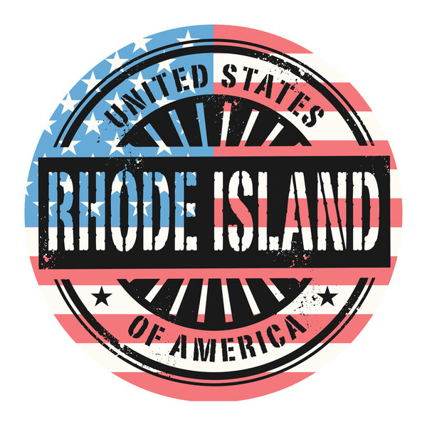 Grunge rubber stamp with the text United States of America, Rhod