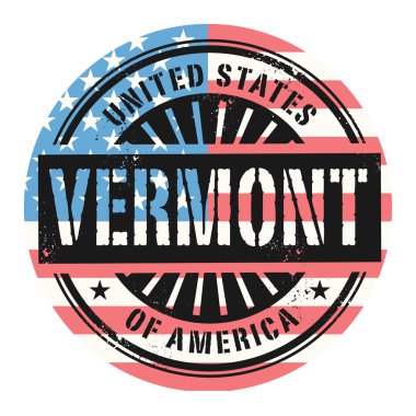 Grunge rubber stamp with the text United States of America, Verm