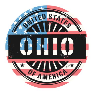 Grunge rubber stamp with the text United States of America, Ohio