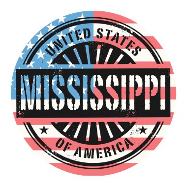 Grunge rubber stamp with the text United States of America, Miss