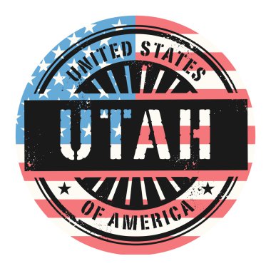 Grunge rubber stamp with the text United States of America, Utah