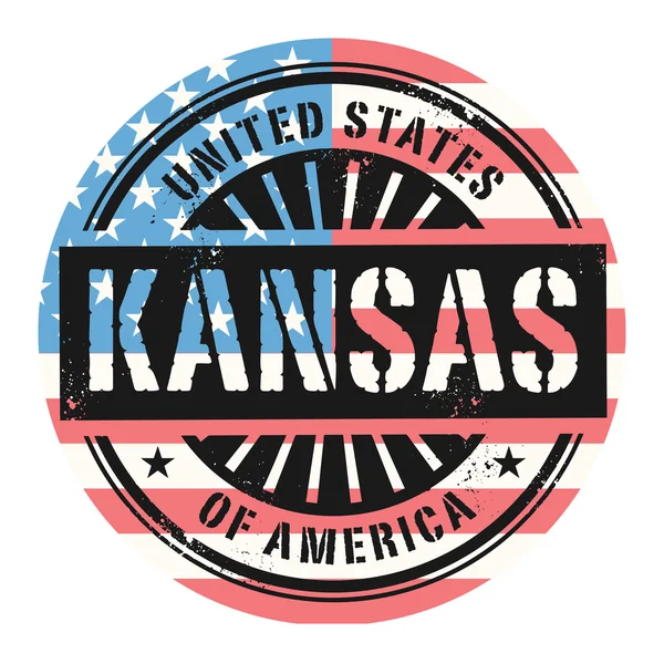 Grunge timbro di gomma con il testo Stati Uniti d'America, Kans — Vettoriale Stock
