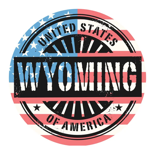 Grunge timbro di gomma con il testo Stati Uniti d'America, Wyom — Vettoriale Stock