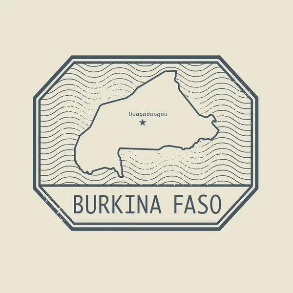 Sello con el nombre y el mapa de Burkina Faso — Vector de stock