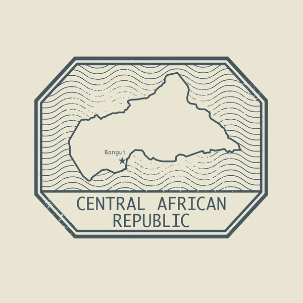 Timbre avec le nom et la carte de République centrafricaine — Image vectorielle