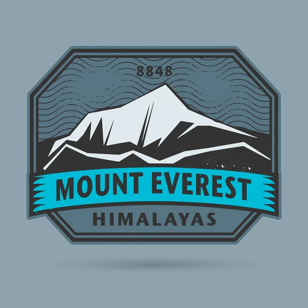 Stamp or label with the Mount Everest — Stock Vector