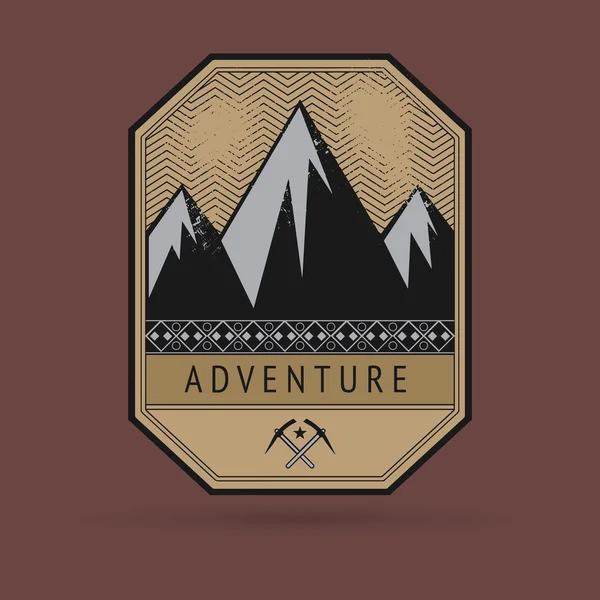 Etiqueta de aventura de montaña o signo — Vector de stock