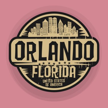 Stamp or label with name of Orlando, Florida clipart