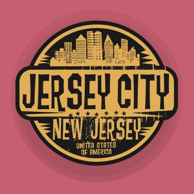 Stamp or label with name of Jersey City, New Jersey