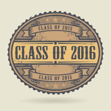 Vintage rubber stamp with the text Class of 2016 written inside
