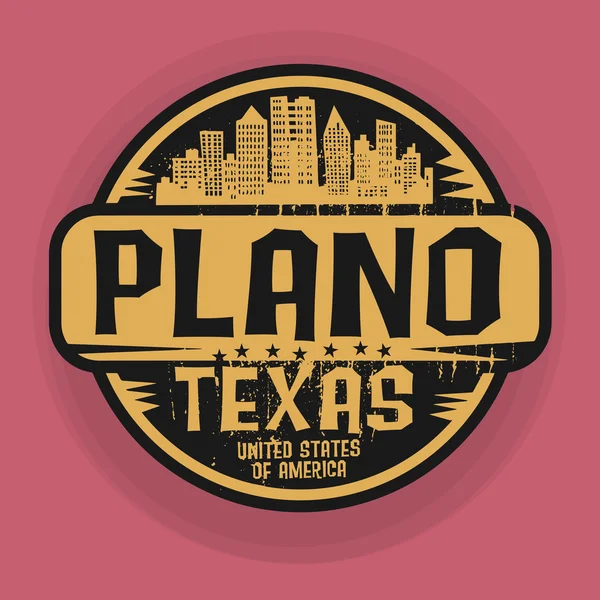 Stamp or label with name of Plano, Texas — Stok Vektör