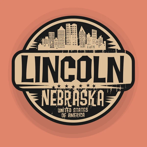 Carimbo ou rótulo com o nome de Lincoln, Nebraska — Vetor de Stock