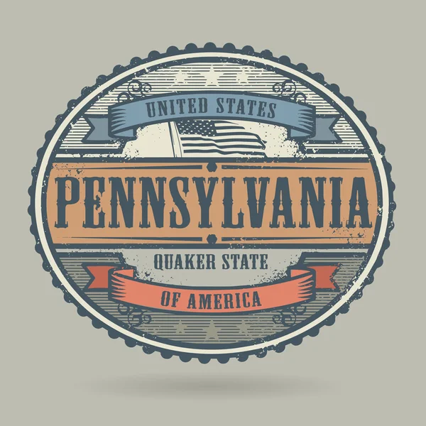 Stamp with the text United States of America, Pennsylvania — 图库矢量图片