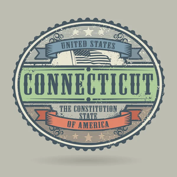 Sello vintage con el texto Estados Unidos de América, Connecticut — Archivo Imágenes Vectoriales