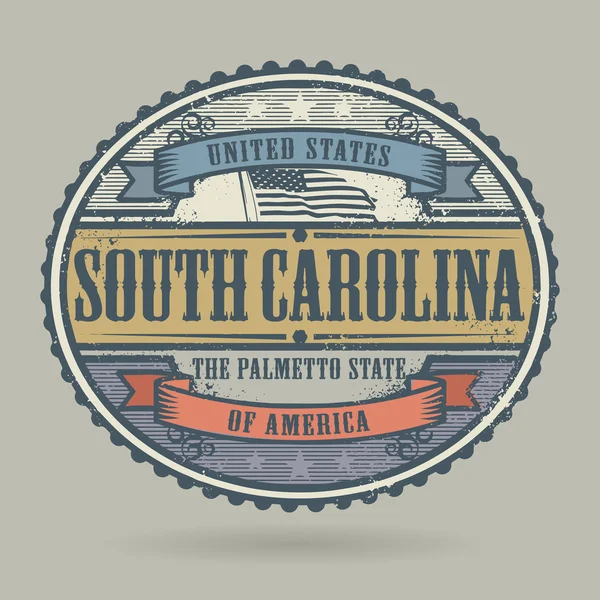 Vintage stamp or label with the text United States of America, South Carolina — Stock Vector